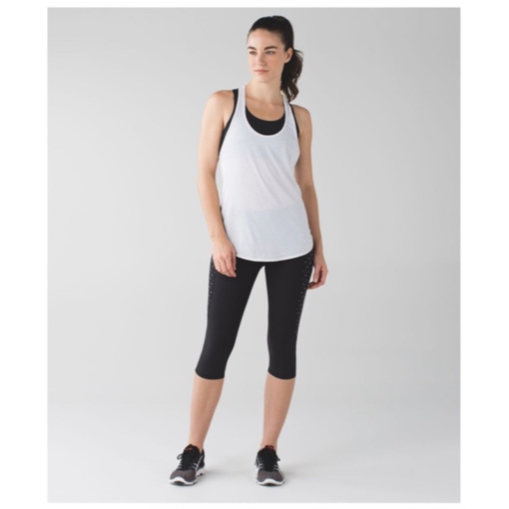 Lululemon Black Athletic Capris with Mesh Inserts - Picture 6 of 9